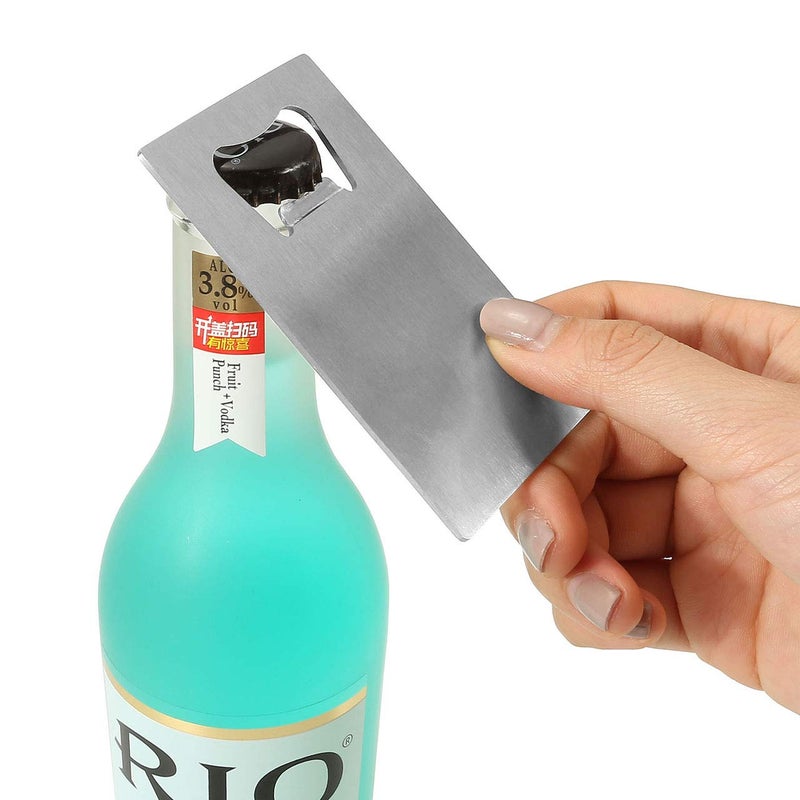 Yerwal Wallet Bottle Opener, Cool & Funny Card Size Party Wedding Favors Beer Bottle Opener for Guest,Stainless Steel (2pcs-Black and Silver) - Image 4